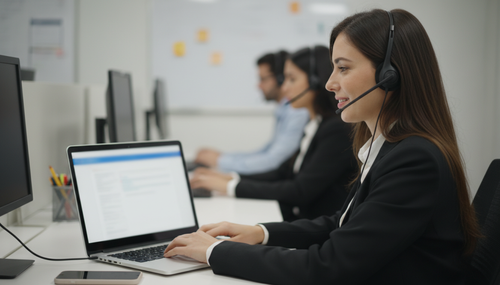 Atendente acompanhando conversas automatizadas de WhatsApp
