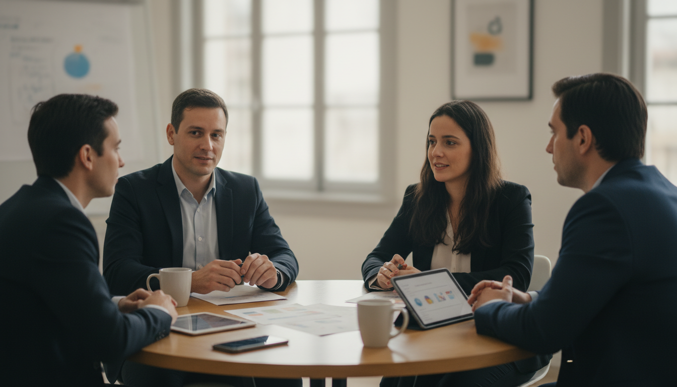 Equipe financeira em fechamento de mês sem retrabalho manual