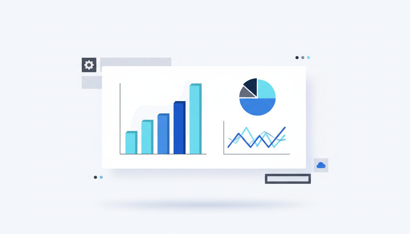 Ilustração de dashboard de business intelligence com gráficos de indicadores do negócio