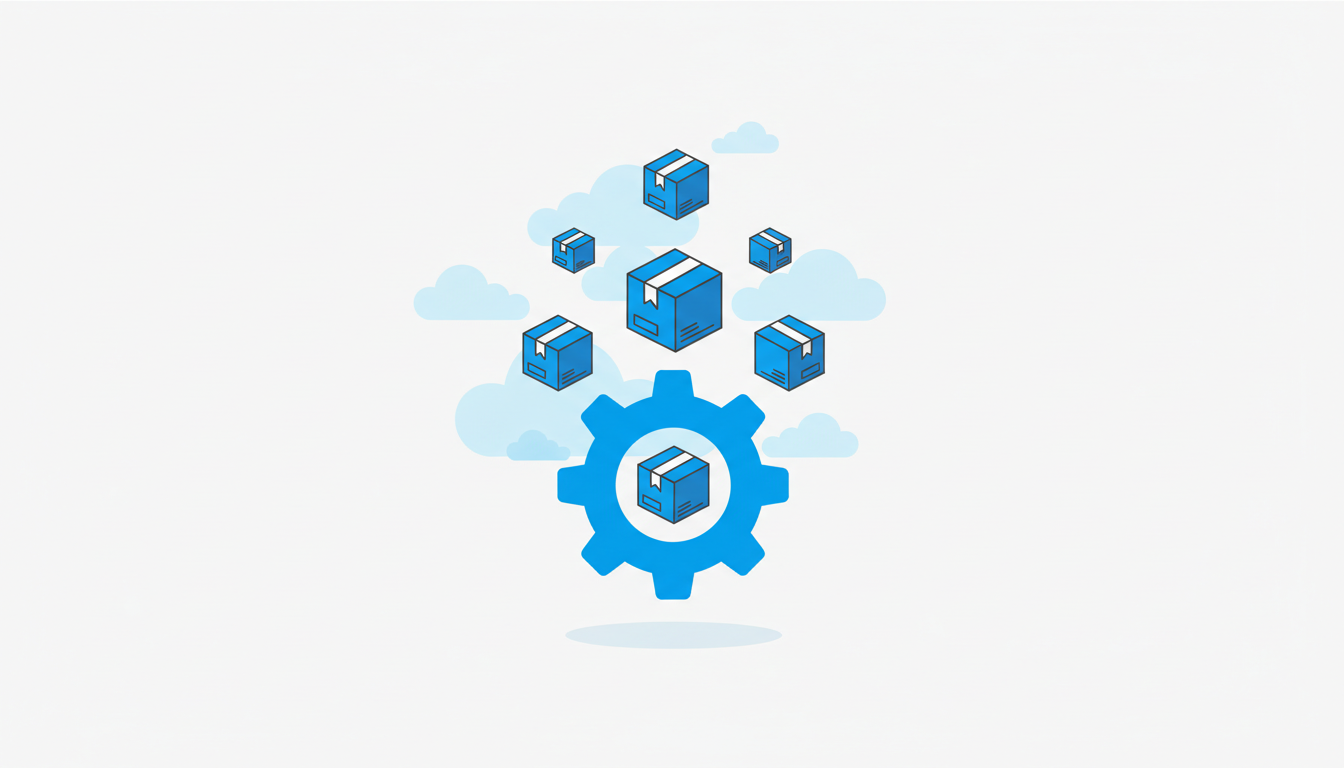 Ilustração de processo interno virando produto SaaS por assinatura