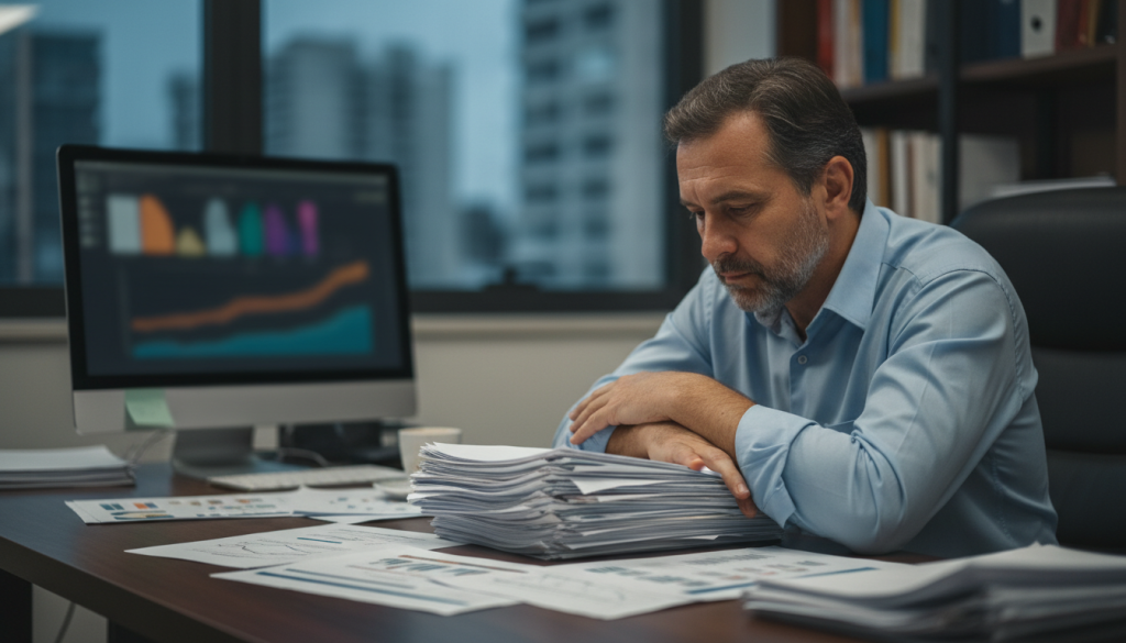 Gestor sobrecarregado por planilhas que viraram o sistema da empresa