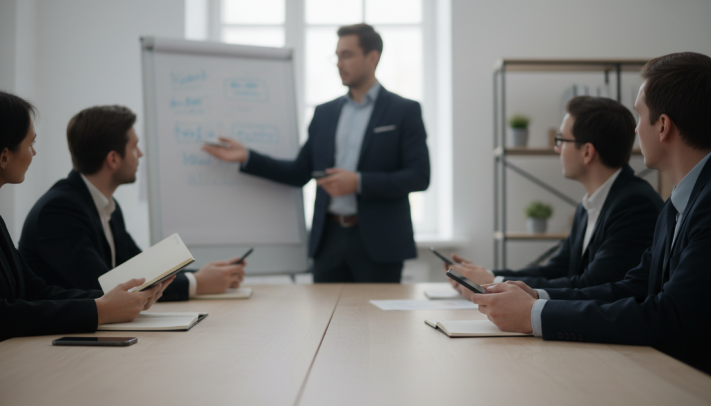Equipe de gestores construindo o plano de tecnologia da empresa