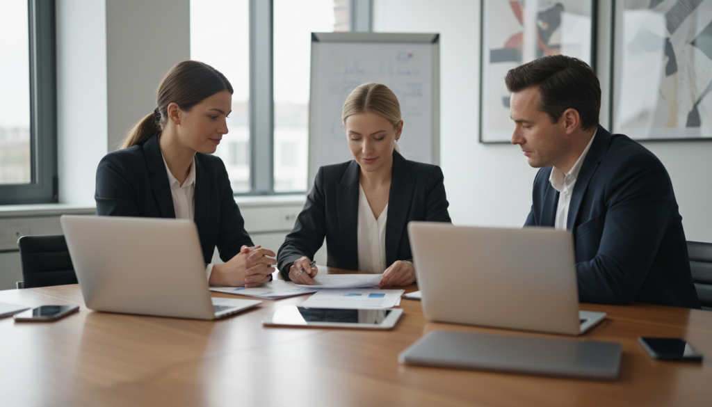 Gestores e jurídico definindo a política de uso de IA da empresa