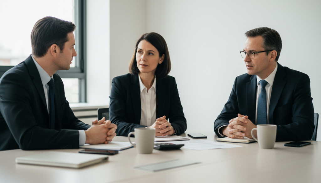 Diretoria analisando o custo de IA na empresa em reunião