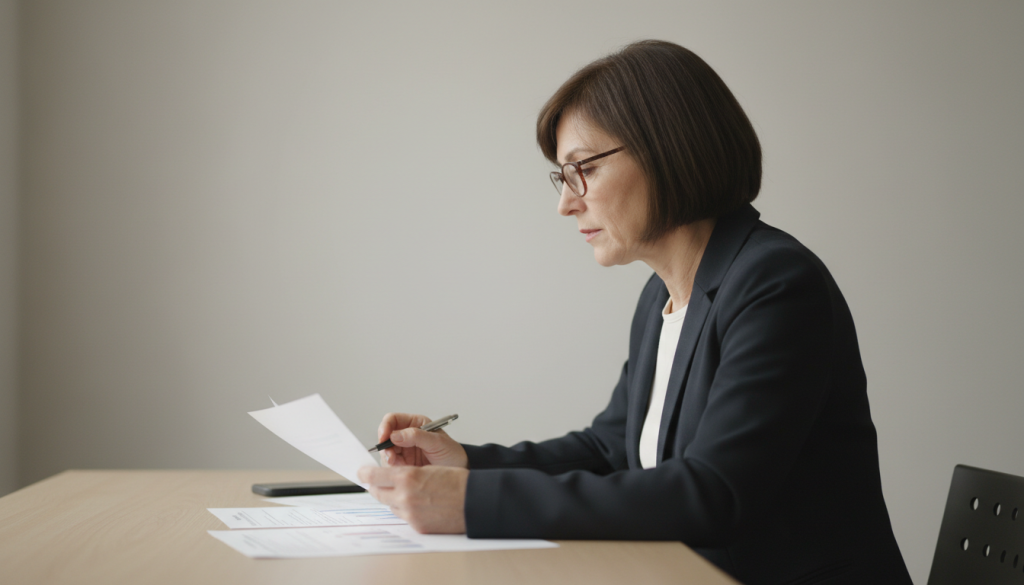 Consultora analisando o relatório de auditoria de código de um sistema