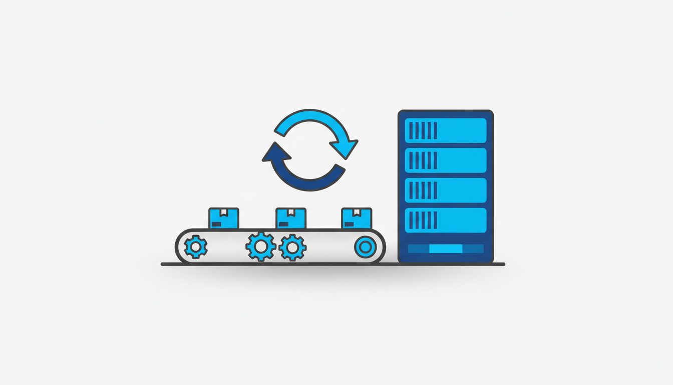 Ilustração de esteira automática representando CI/CD e deploy automatizado